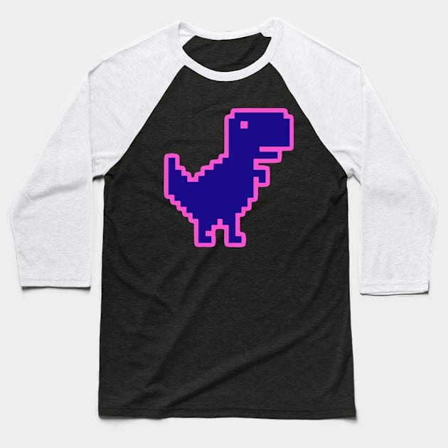 Pixel Dinosaur, No Internet Connection Baseball T-Shirt by JK Mercha